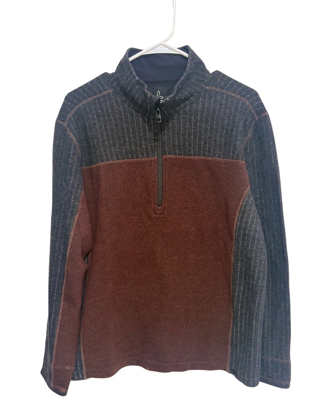 prAna Wentworth 1/4 Zip Sweater Men's L Brown Red Sustainable Athleisure